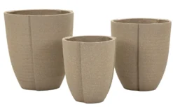 Ensemble de cache-pots extérieur texturé Peru 3 pcs couleur Naturel