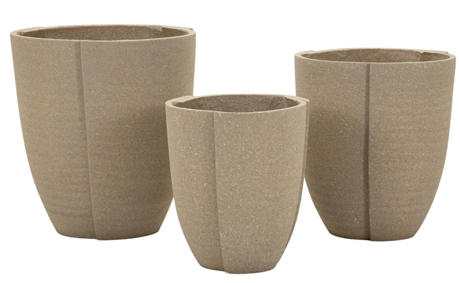 Ensemble de cache-pots extérieur texturé Peru 3 pcs couleur Naturel