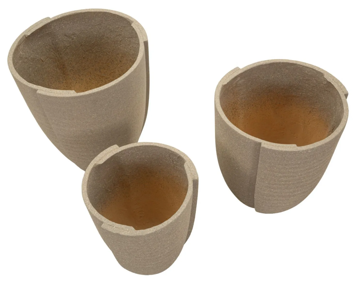 Ensemble de cache-pots extérieur texturé Peru 3 pcs couleur Naturel