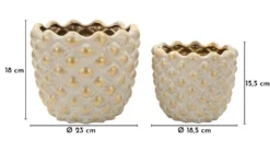 Ensemble de cache-pots géométriques Pépitas en céramique beige et doré