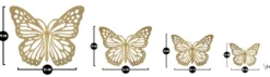Ensemble de papillons muraux décoratifs 3D en fer doré 4 pièces
