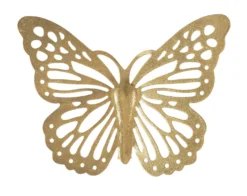 Ensemble de papillons muraux décoratifs 3D en fer doré 4 pièces