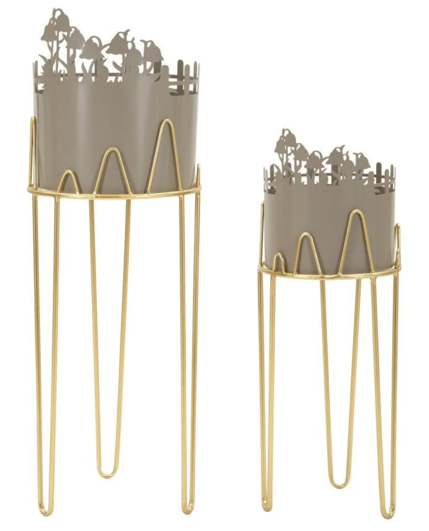 Ensemble de porte-vases à fleurs 2 pcs Métal Satiné et motifs perforés