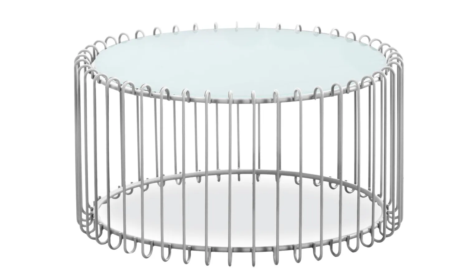 Ensemble de 2 tables basses rondes Universe Verre Blanc et Métal Gris