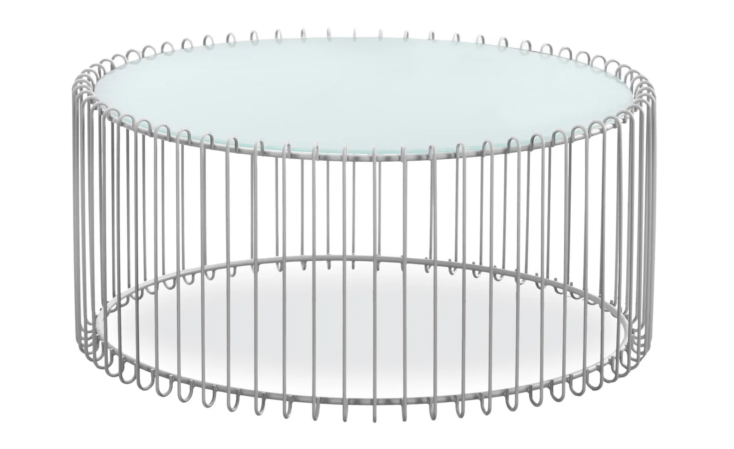 Ensemble de 2 tables basses rondes Universe Verre Blanc et Métal Gris