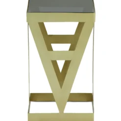 Ensemble de 3 tables d'appoint Amstra en Verre fumé et Métal Or