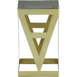 Ensemble de 3 tables d'appoint Amstra en Verre fumé et Métal Or