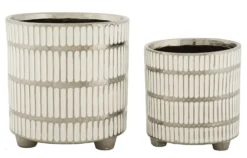 Ensemble de vases en céramique décorés Argenté et Blanc
