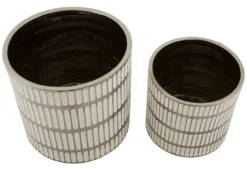 Ensemble de vases en céramique décorés Argenté et Blanc