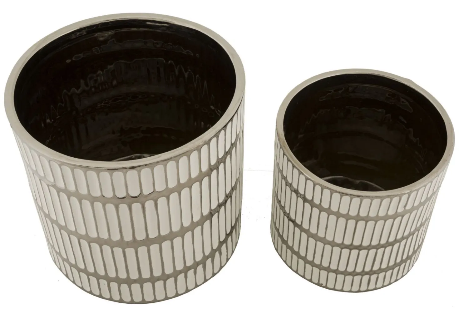 Ensemble de vases en céramique décorés Argenté et Blanc
