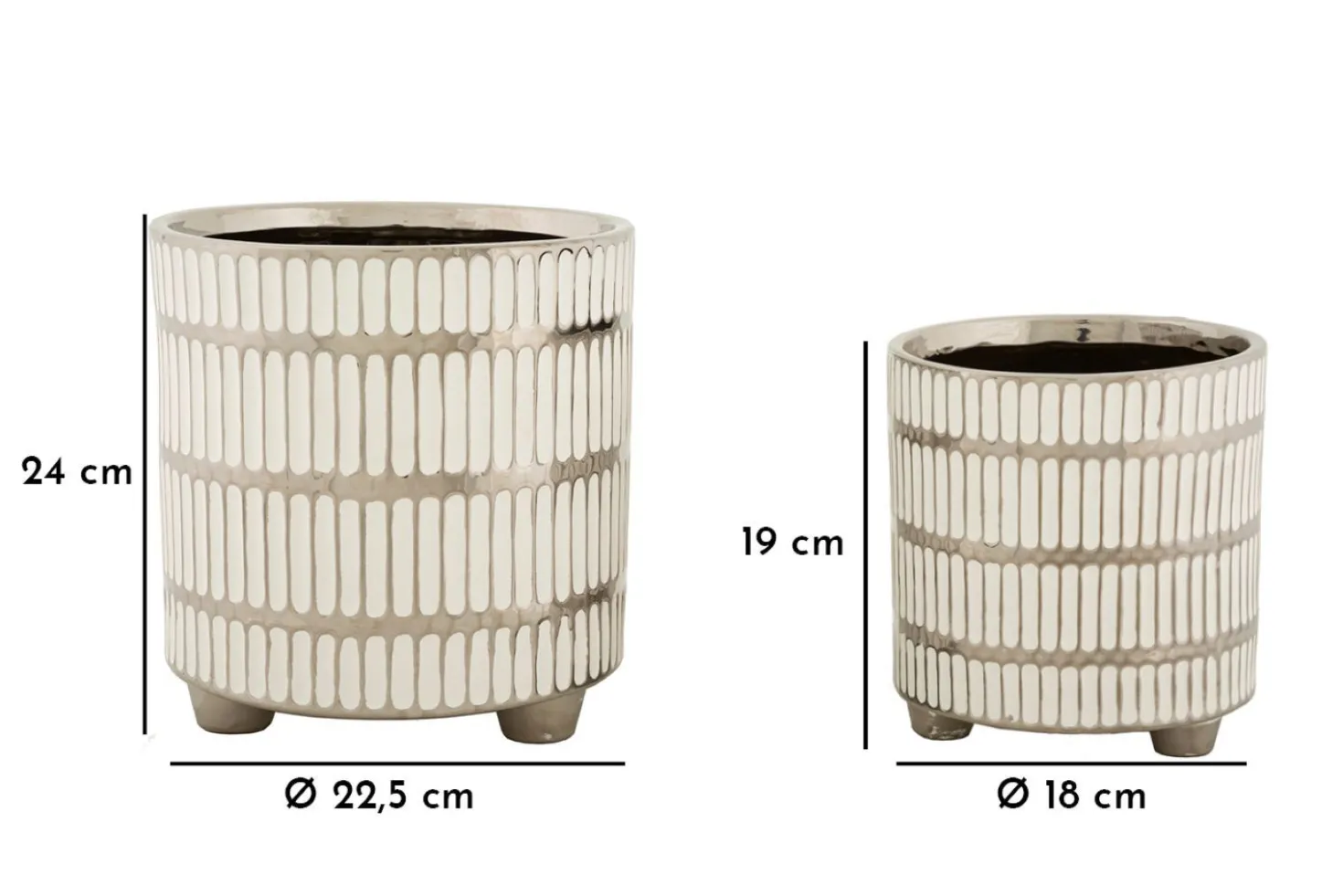 Ensemble de vases en céramique décorés Argenté et Blanc