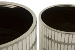Ensemble de vases en céramique décorés Argenté et Blanc