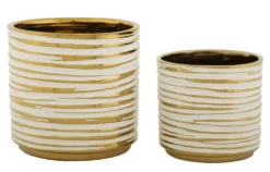 Ensemble de vases en céramique décorés doré Blanc et Doré