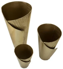 Ensemble de 3 Vases Fer Doré