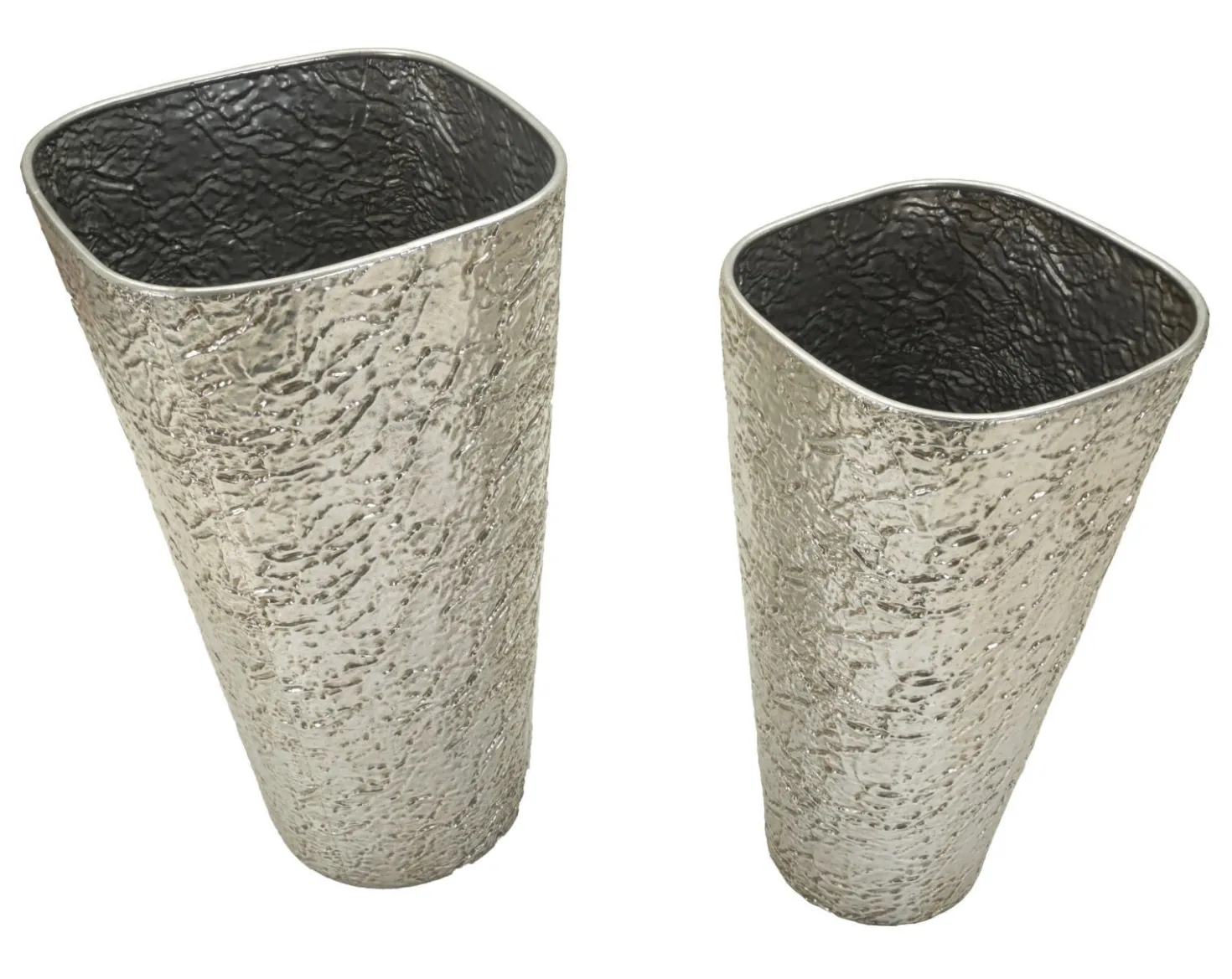 Ensemble de vases texturés argentés 2 pcs