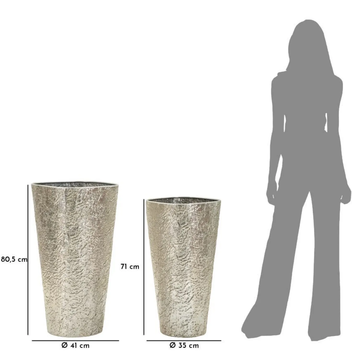 Ensemble de vases texturés argentés 2 pcs
