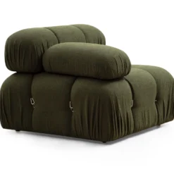 Fauteuil accoudoir ou module d'angle gauche Nourhane Tissu Vert