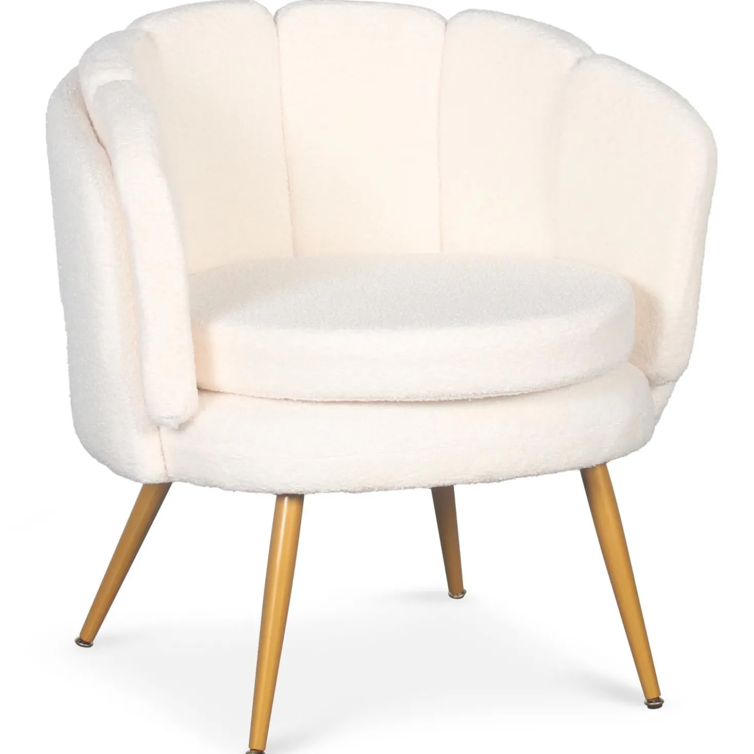 Fauteuil arrondi Brenda Tissu bouclette Beige
