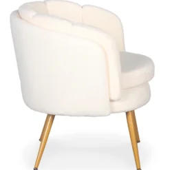 Fauteuil arrondi Brenda Tissu bouclette Beige