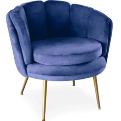 Fauteuil arrondi Brenda Velours Bleu