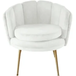 Fauteuil arrondi Brenda Velours Blanc