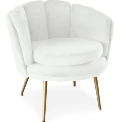 Fauteuil arrondi Brenda Velours Blanc