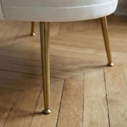Fauteuil arrondi Brenda Velours Blanc