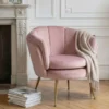 Fauteuil arrondi Brenda Velours Rose