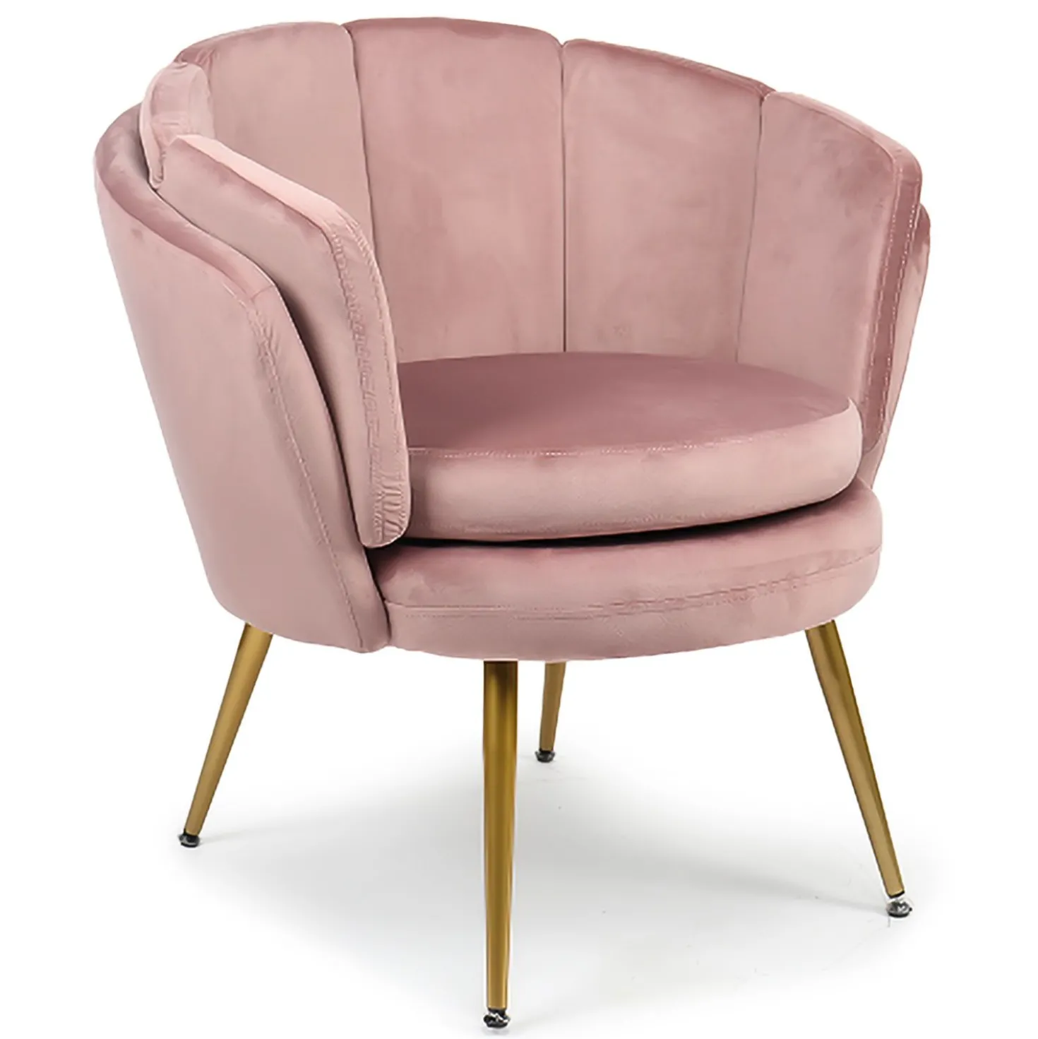 Fauteuil arrondi Brenda Velours Rose
