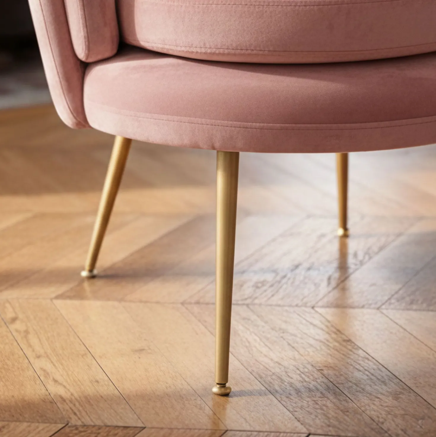 Fauteuil arrondi Brenda Velours Rose