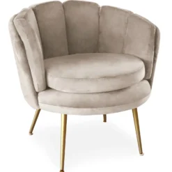 Fauteuil arrondi Brenda Velours Taupe