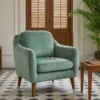Fauteuil Ashild Pin massif Marron et Tissu vert clair