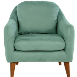 Fauteuil Ashild Pin massif Marron et Tissu vert clair