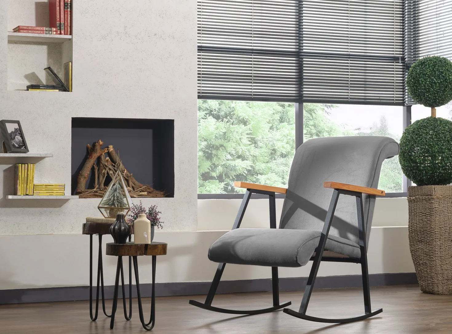 Fauteuil à bascule Vitocha Velours Gris