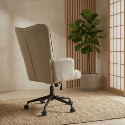 Fauteuil de bureau moderne à haut dossier Florelo Tissu Taupe clair