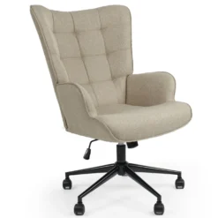 Fauteuil de bureau moderne à haut dossier Florelo Tissu Taupe clair