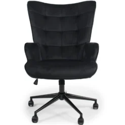 Fauteuil de bureau moderne à haut dossier Florelo Velours Noir