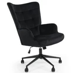 Fauteuil de bureau moderne à haut dossier Florelo Velours Noir