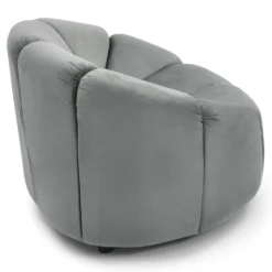 Fauteuil design arrondi Sidonie Velours Gris