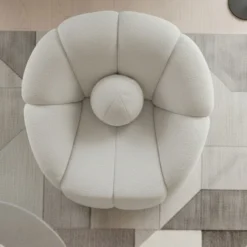 Fauteuil design arrondi Sidonie Tissu bouclette Blanc