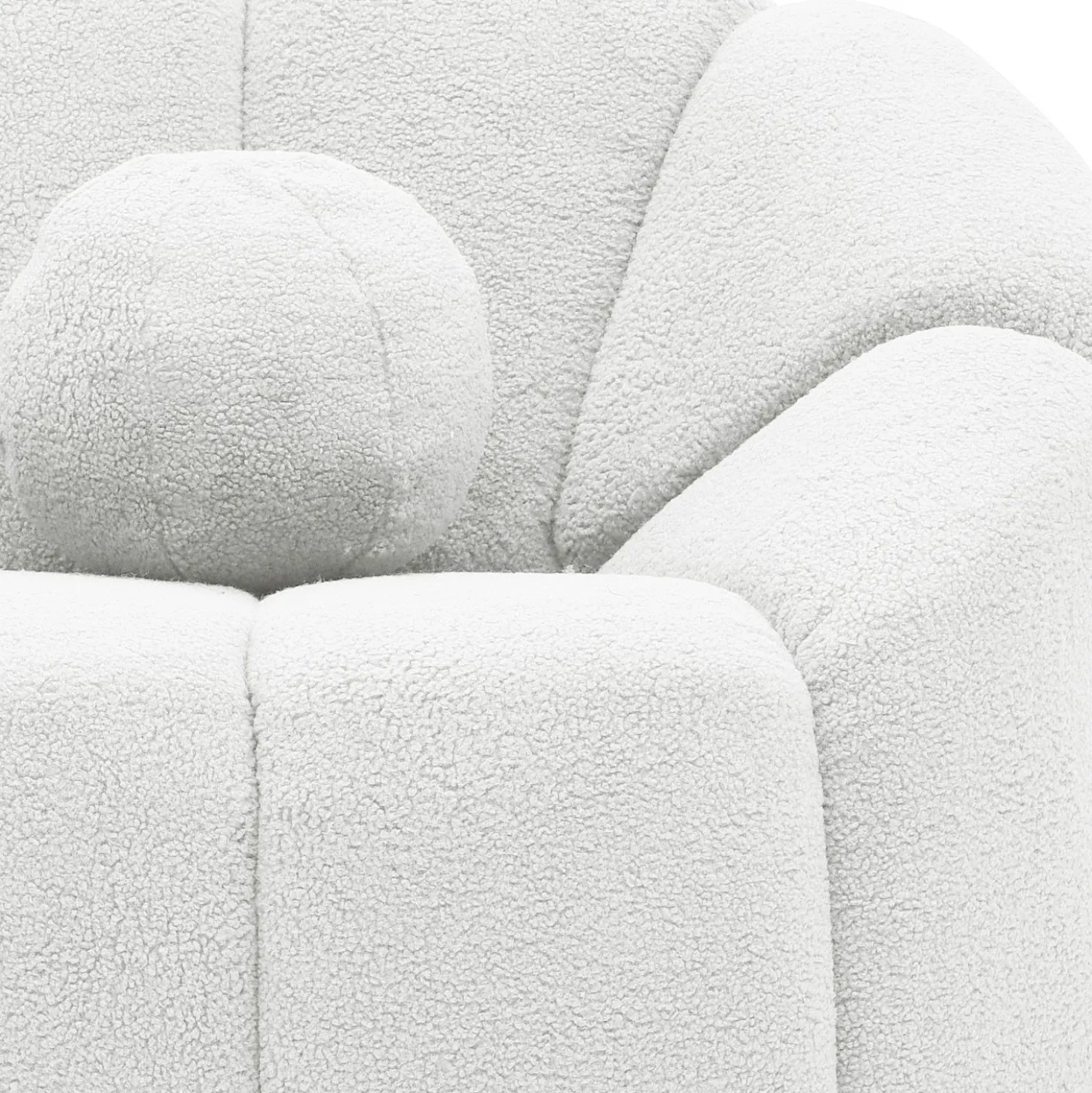 Fauteuil design arrondi Sidonie Tissu bouclette Blanc