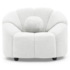 Fauteuil design arrondi Sidonie Tissu bouclette Blanc