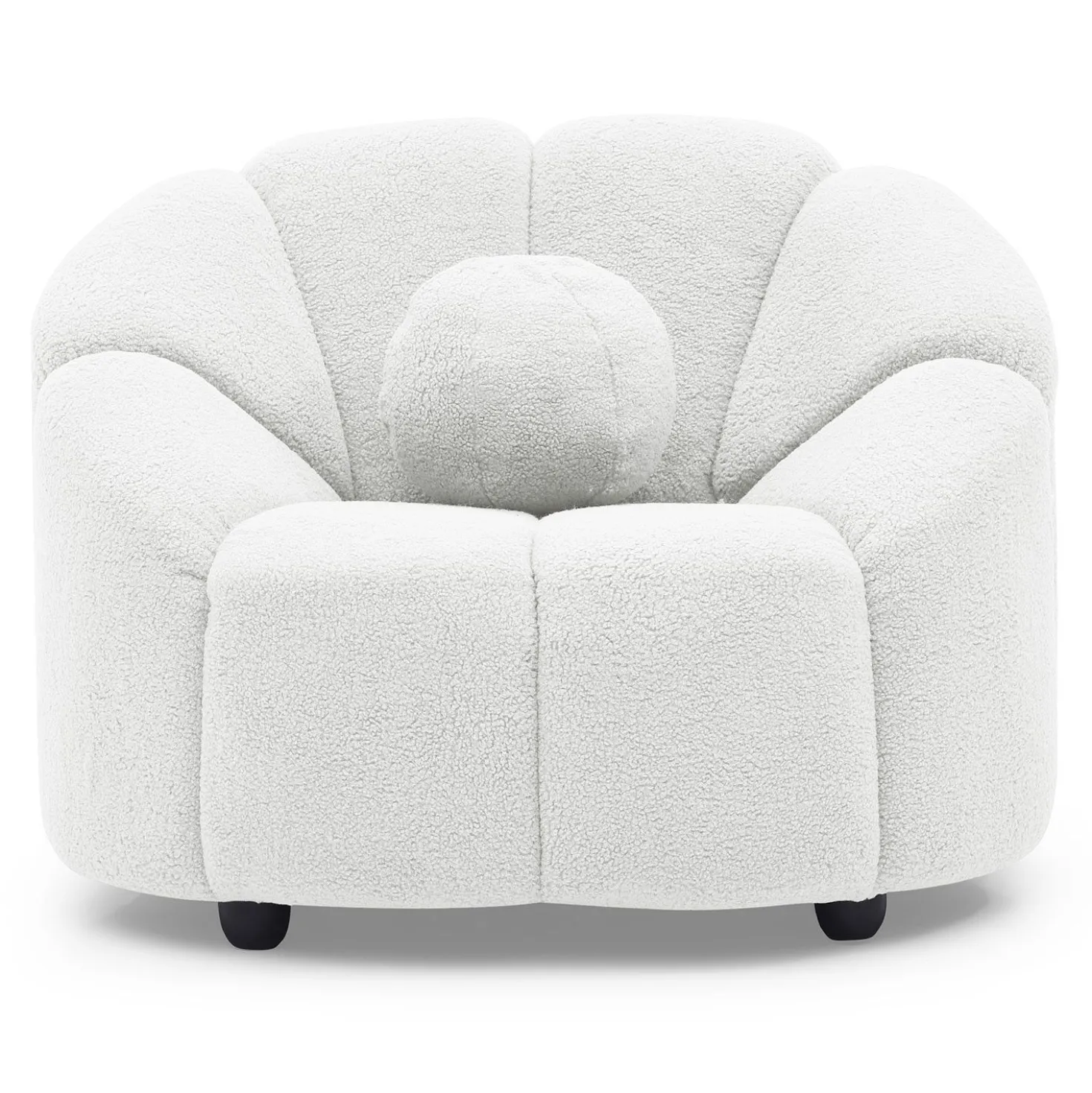 Fauteuil design arrondi Sidonie Tissu bouclette Blanc