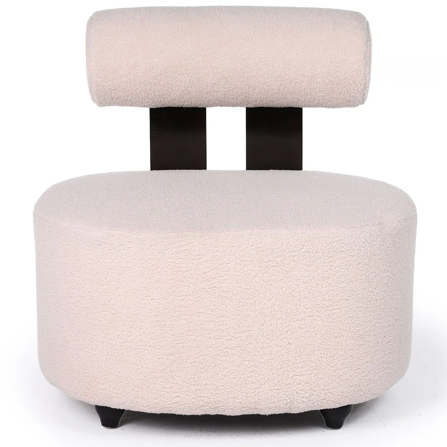 Fauteuil design Canelo Bois foncé et Tissu bouclette Beige