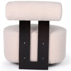 Fauteuil design Canelo Bois foncé et Tissu bouclette Beige
