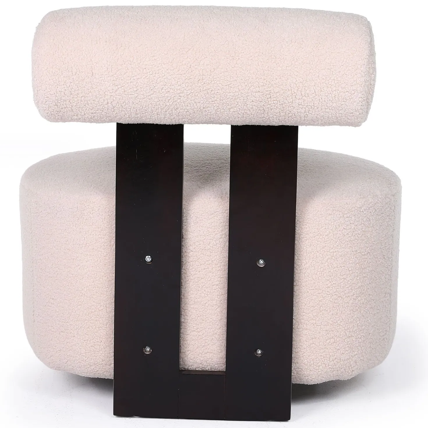 Fauteuil design Canelo Bois foncé et Tissu bouclette Beige