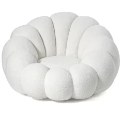Fauteuil design coquillage Arielina Tissu bouclette Blanc