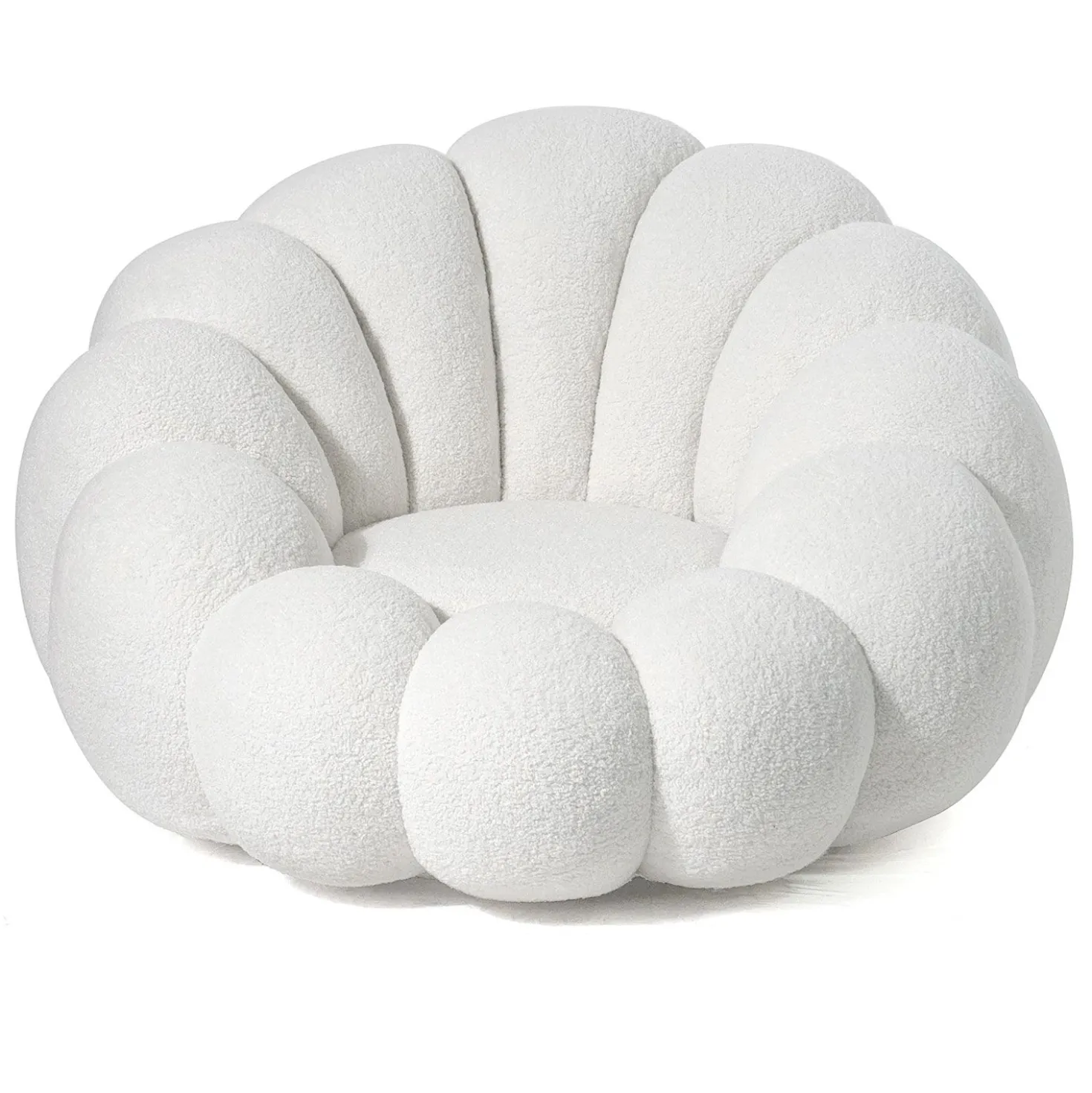 Fauteuil design coquillage Arielina Tissu bouclette Blanc