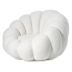 Fauteuil design coquillage Arielina Tissu bouclette Blanc