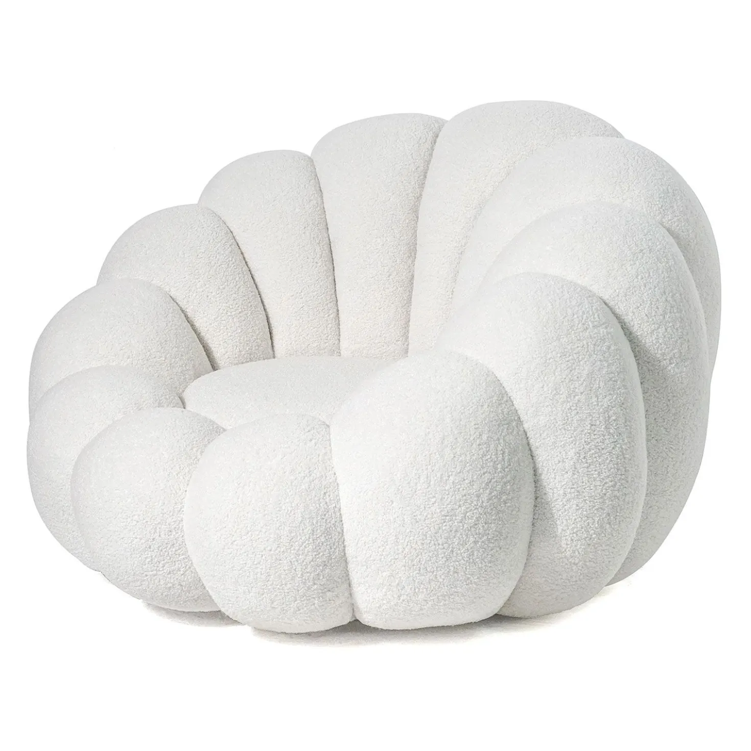 Fauteuil design coquillage Arielina Tissu bouclette Blanc